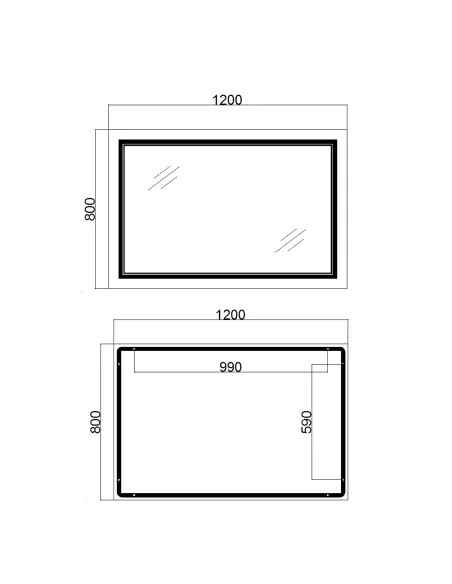 Зеркало для ванной Q-Tap Cardinal QT0478C12080 с LED-подсветкой, с антизапотеванием, 1200 х 800 мм