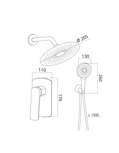 Душова система прихованого монтажу Qtap Slavonice QTSLA113BLM45900 Black Matt