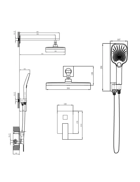 Душова система прихованого монтажу Qtap Gemini QTGEM113CRM45696 CRM