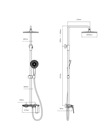 Душевая система c изливом Qtap Slavonice QTSLA111GMB45905 Gunmetal Black PVD