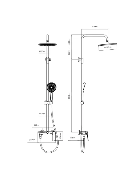Душова система з виливом Qtap Slavonice QTSLA111GMB45910 Gunmetal Black PVD