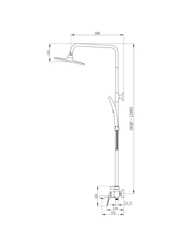 Душевая система c изливом Qtap Vlasta New QTVLA111CRM45650 Chrome