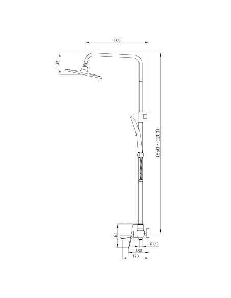 Душевая система c изливом Qtap Vlasta New QTVLA111GMB45651 Gunmetal Black PVD