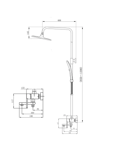 Душова система з виливом Qtap Taurus QTTAU111CRM45665 Chrome