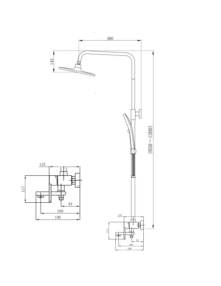 Душевая система c изливом Qtap Taurus QTTAU111CRM45665 Chrome