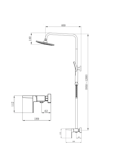 Душевая система c изливом Qtap Gemini QTGEM111CRW45687 Chrome/White