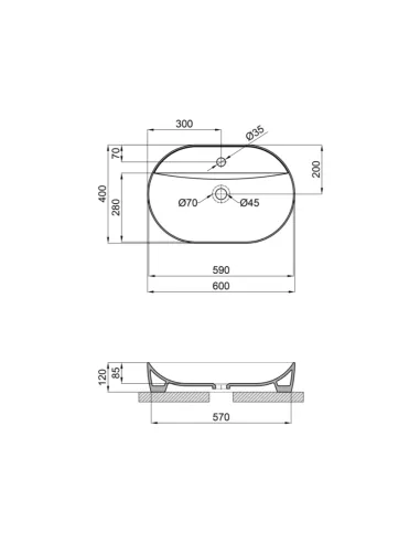 Накладна раковина Q-Tap Scorpio QT0411K177W White, 610x400x120 мм