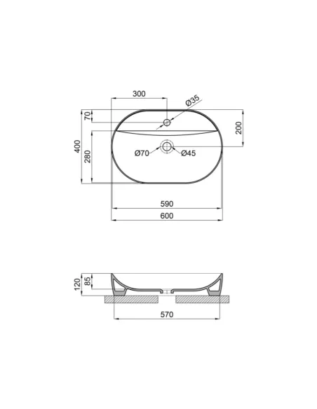 Накладна раковина Q-Tap Scorpio QT0411K177W White, 610x400x120 мм