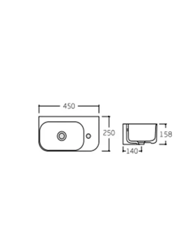 Керамическая раковина настенная Q-Тap Tern QT17115117LWN White левая, 450х260х158 мм