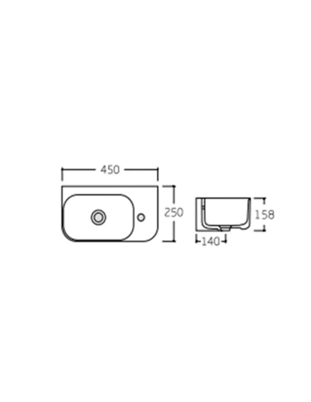 Керамическая раковина настенная Q-Тap Tern QT17115117LWN White левая, 450х260х158 мм