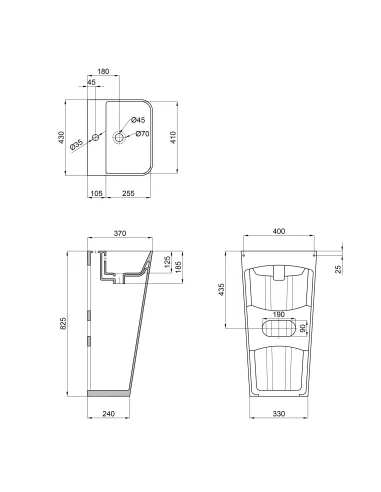 Напольная раковина Q-Тap Tern QT1711G302WN White, 440х380х830 мм