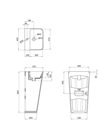 Раковина підлогова Q-Тap Tern QT1711G302WN White, 440х380х830 мм