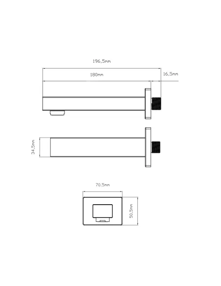 Излив для смесителя скрытого монтажа Qtap Vytok QTVYT246BLM45933 Black Matt, прямоугольный, 180 мм