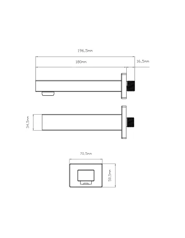 Излив для смесителя скрытого монтажа Qtap Vytok QTVYT246CRM45932 Chrome, прямоугольный, 180 мм