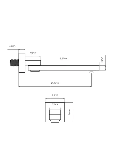 Излив для смесителя скрытого монтажа Qtap Vytok QTVYT246BLM45937 Black Matt, прямоугольный, 200 мм