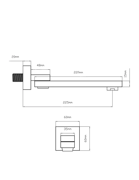 Вилив для змішувача прихованого монтажу Qtap Vytok QTVYT246BLM45937 Black Matt, прямокутний, 200 мм