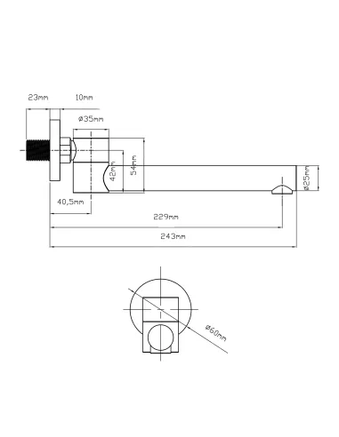 Излив для смесителя скрытого монтажа Qtap Vytok QTVYT246BLM45935 Black Matt, 240 мм