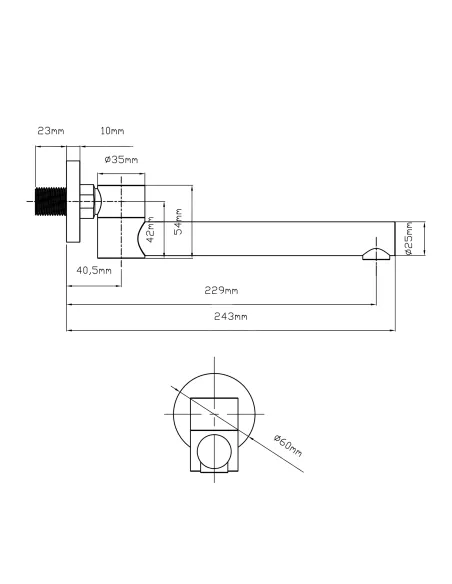 Вилив для змішувача прихованого монтажу Qtap Vytok QTVYT246BLM45935 Black Matt, 240 мм