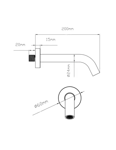 Вилив для змішувача прихованого монтажу Qtap Vytok QTVYT246CRM45930 Chrome, 200 мм