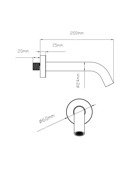 Излив для смесителя скрытого монтажа Qtap Vytok QTVYT246CRM45930 Chrome, 200 мм