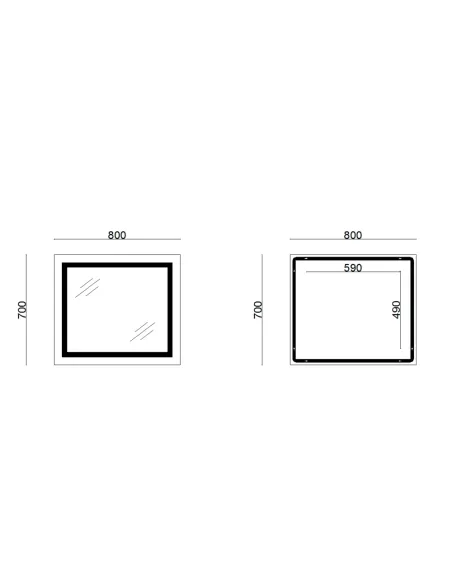Зеркало для ванной Lidz Kubis Reverse LD78LF9048070, с LED-подсветкой, с антизапотеванием