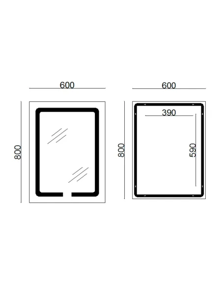 Дзеркало для ванної кімнати Lidz Kubis Reverse LD78LF9376080, з LED-підсвічуванням, з антизапітнінням
