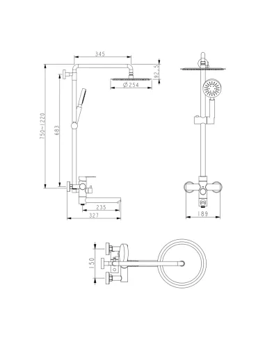 Душова система з виливом Lidz Aria 1033 LDARI1033NKS46109 Nickel