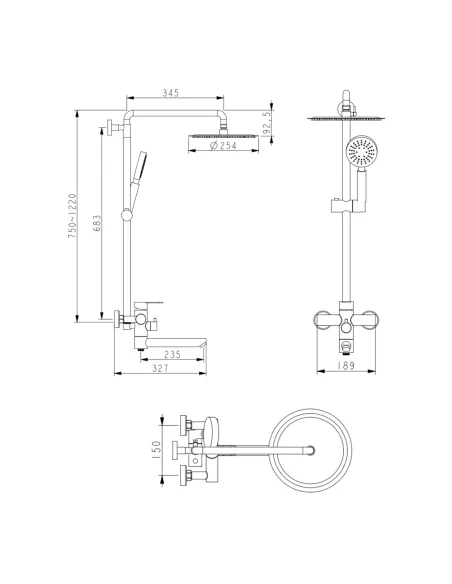 Душова система з виливом Lidz Aria 1033 LDARI1033NKS46109 Nickel