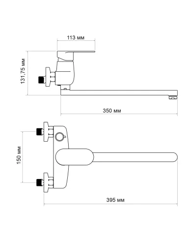 Смеситель для ванны с длинным изливом Lidz Tani 0051 LDTAN0051CRM44961 Chrome, с душевым набором