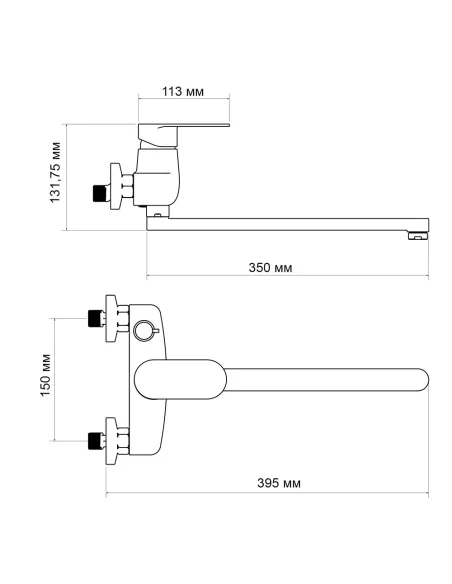 Смеситель для ванны с длинным изливом Lidz Tani 0051 LDTAN0051CRM44961 Chrome, с душевым набором
