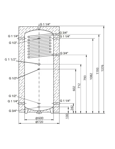 Теплоаккумулятор Thermo Alliance TAI-10, 350 л, с изоляцией 60 мм