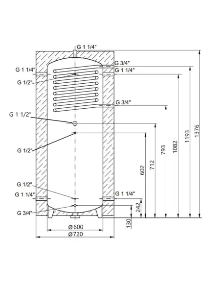 Теплоакумулятор Thermo Alliance TAI-10, 350 л, із ізоляцією 60 мм