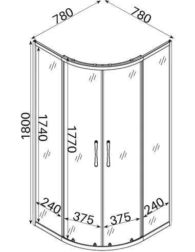 Душевая кабина без поддона Bravo Wisla N80FS, полукруглая