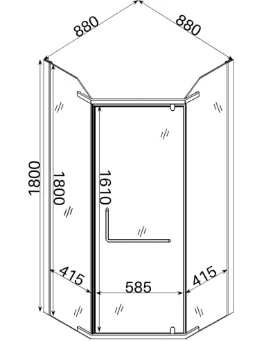 Душевая кабина без поддона Bravo Raba N90GB, пятиугольная