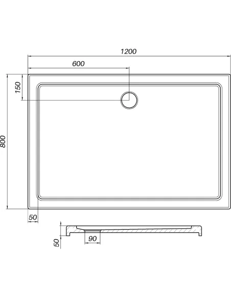 Низький душовий піддон Bravo Wkra SS120I, прямокутний