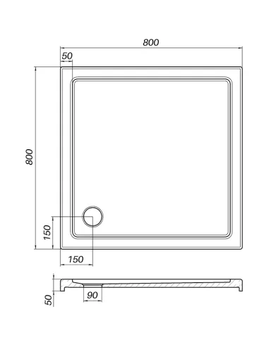 Низкий душевой поддон Bravo Bobr SS80I, квадратный