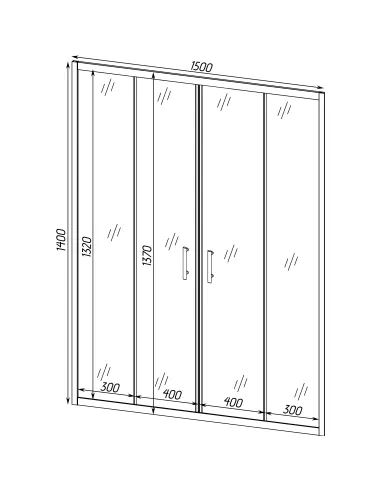 Стеклянная шторка для ванной Bravo Brda 150FS, 1400 х 1500 мм