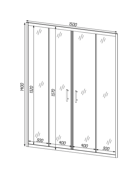 Стеклянная шторка для ванной Bravo Brda 150FS, 1400 х 1500 мм