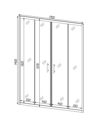 Стеклянная шторка для ванной Bravo Brda 170FS, 1400 х 1700 мм