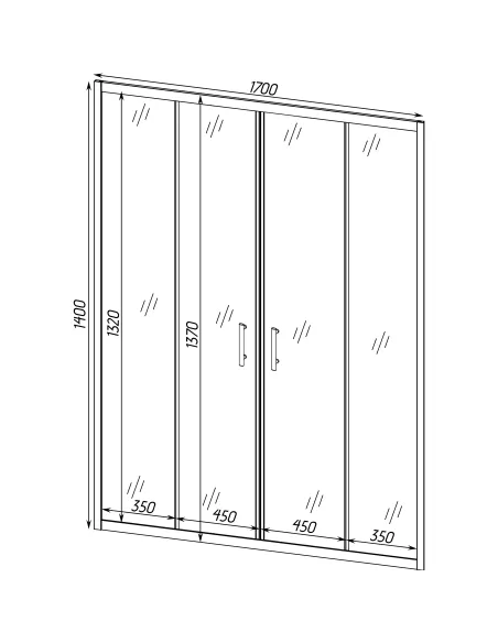 Стеклянная шторка для ванной Bravo Brda 170FS, 1400 х 1700 мм