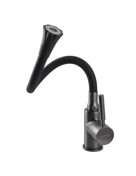 Смеситель для кухни с гибким изливом Globus Lux Lazer GLLR-0203SA-GP-B01 черный гофроизлив