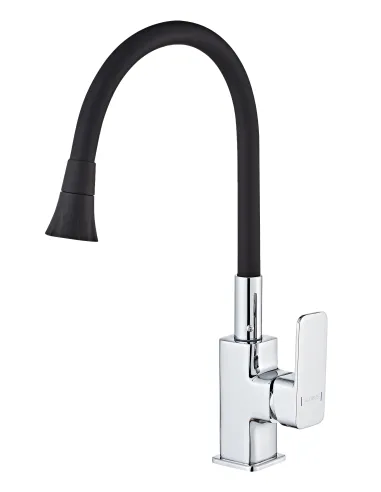 Смеситель для кухни с гибким изливом Globus Lux Milano GLM-0203LA-B01 черный гофроизлив