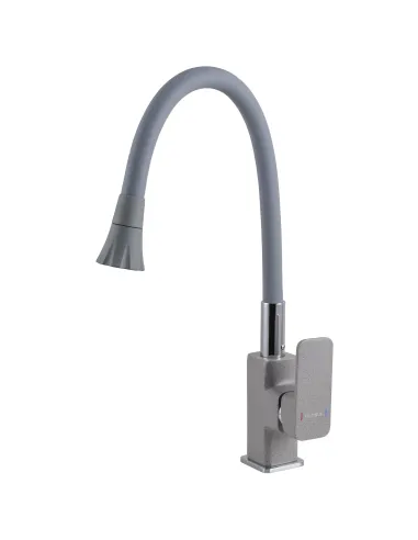 Змішувач для кухні з гнучким виливом Globus Lux Milano GLM-0203LA-2-G03-ARENA сірий гофровилив