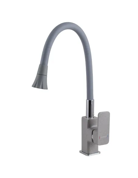 Змішувач для кухні з гнучким виливом Globus Lux Milano GLM-0203LA-2-G03-ARENA сірий гофровилив