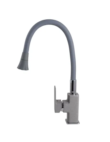 Смеситель для кухни с гибким изливом Globus Lux Milano GLM-0203LA-2-G03-ARENA серый гофроизлив