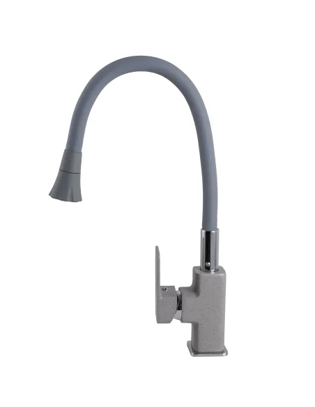 Смеситель для кухни с гибким изливом Globus Lux Milano GLM-0203LA-2-G03-ARENA серый гофроизлив