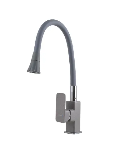 Смеситель для кухни с гибким изливом Globus Lux Milano GLM-0203LA-2-G03-ARENA серый гофроизлив