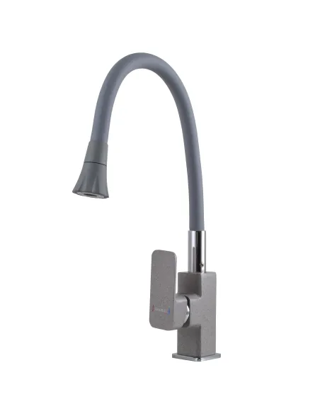Змішувач для кухні з гнучким виливом Globus Lux Milano GLM-0203LA-2-G03-ARENA сірий гофровилив