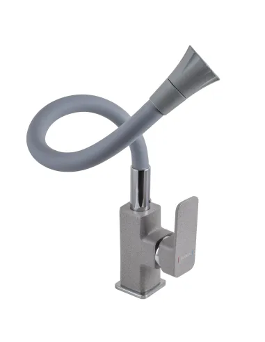 Смеситель для кухни с гибким изливом Globus Lux Milano GLM-0203LA-2-G03-ARENA серый гофроизлив