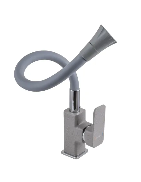 Смеситель для кухни с гибким изливом Globus Lux Milano GLM-0203LA-2-G03-ARENA серый гофроизлив